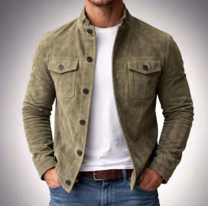 Vintage Single-breasted Jacket Men's Casual Motorcycle Faux Suede Tops | Luxury Home Accessories | Heulog Glow