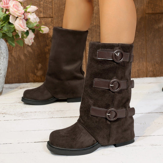 Vintage Suede Belt Buckle Pantyhose Boots | Luxury Home Accessories | Heulog Glow