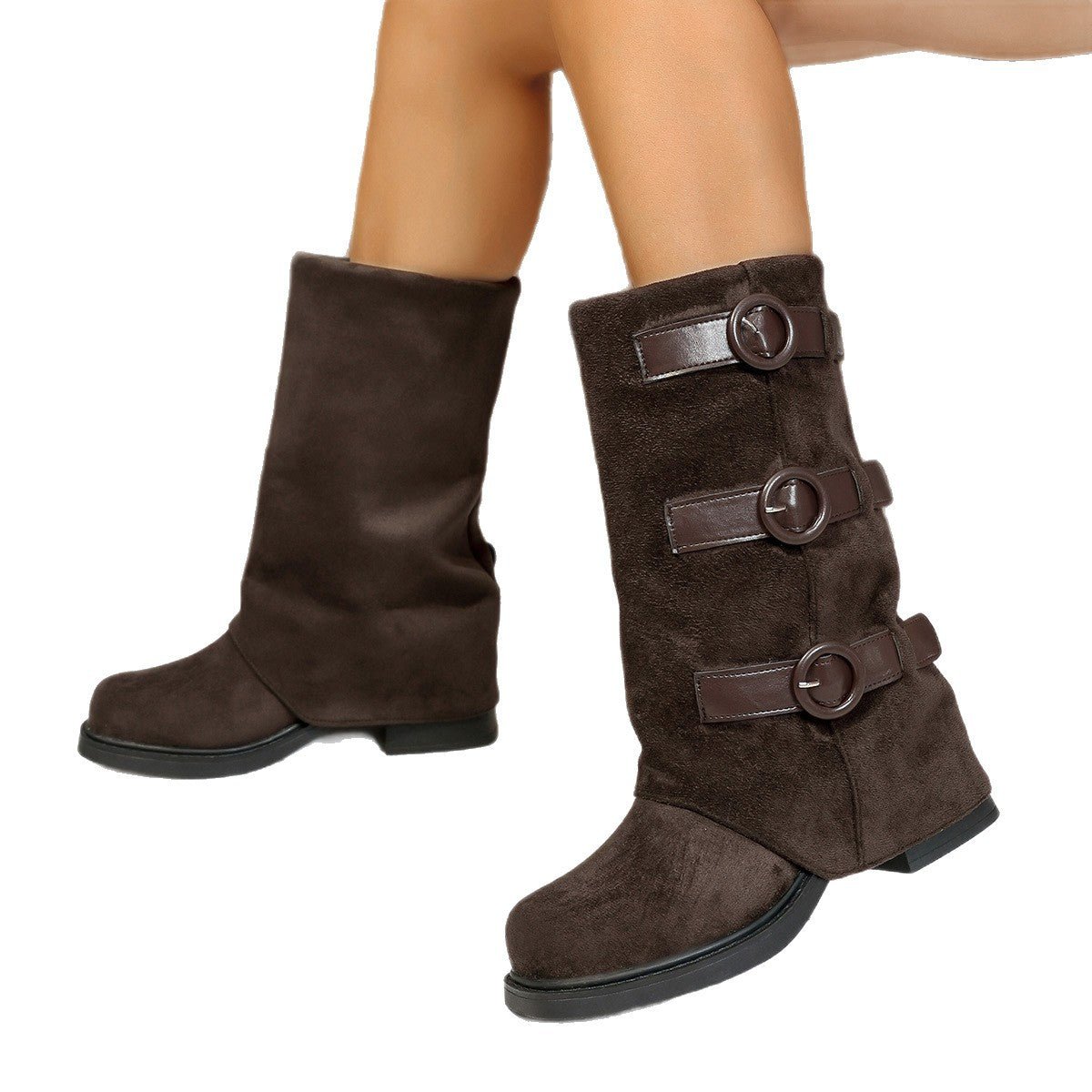 Vintage Suede Belt Buckle Pantyhose Boots | Luxury Home Accessories | Heulog Glow
