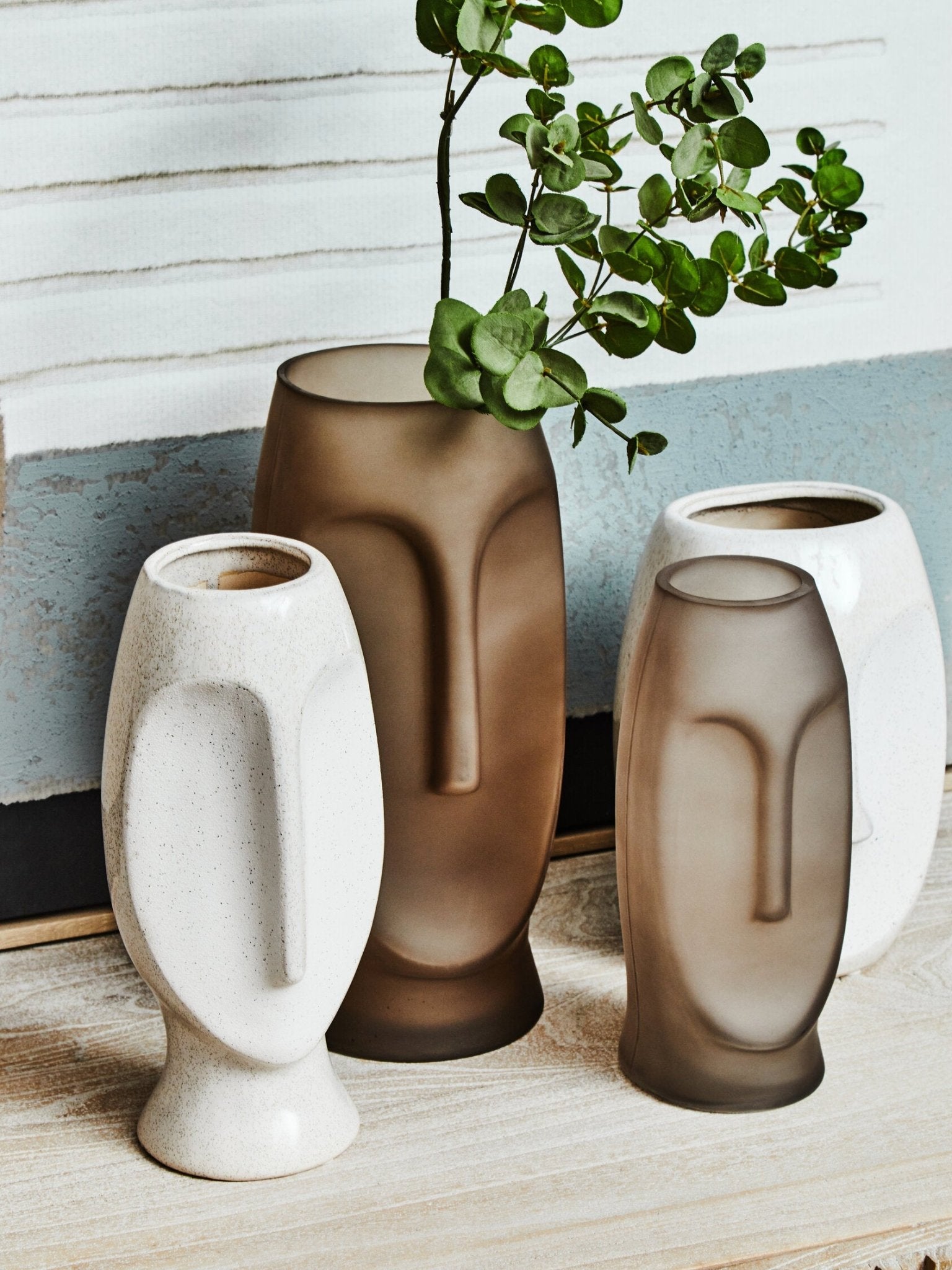 Viso Grey Small Face Design Vase | Luxury Home Accessories | Heulog Glow