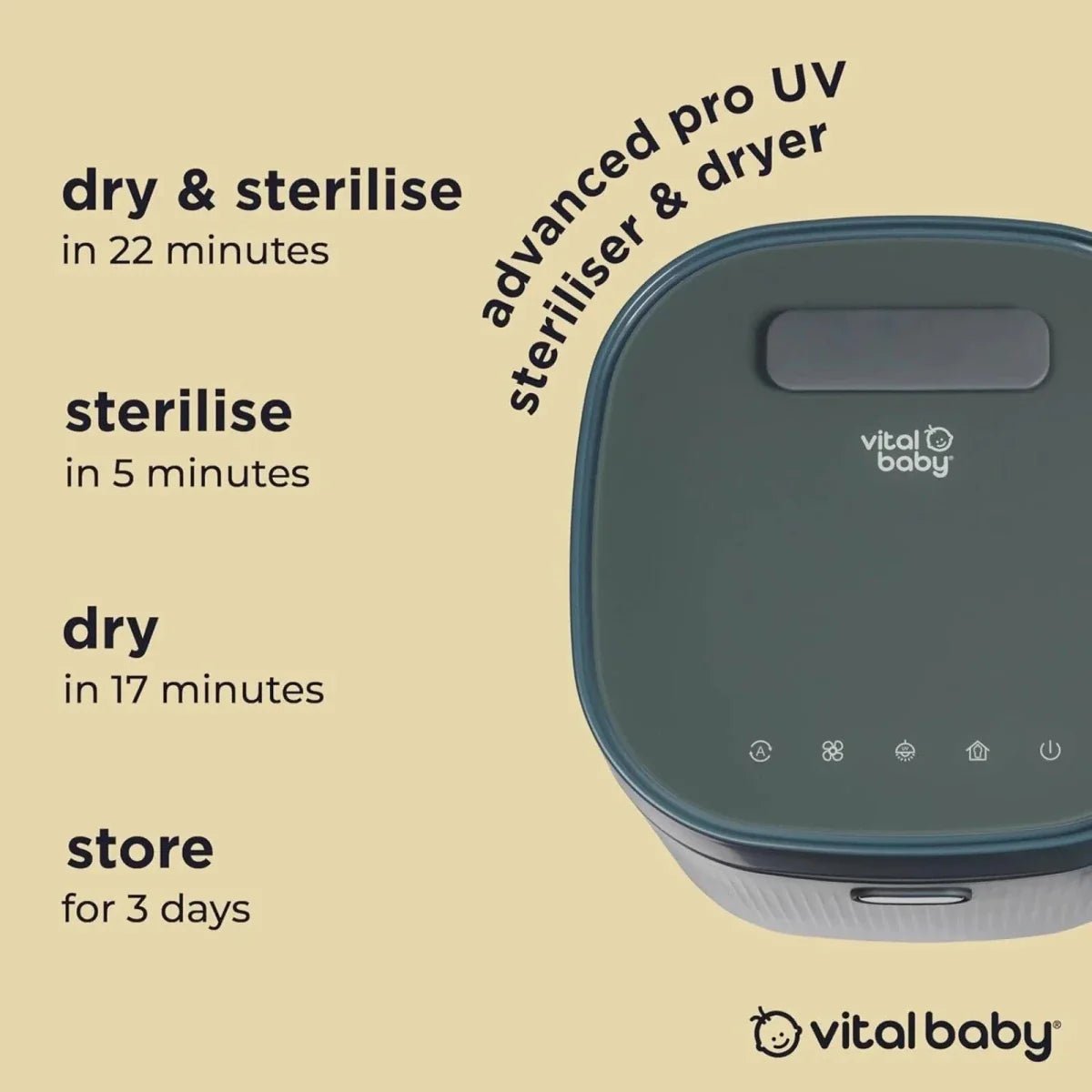 Vital Baby Advanced Pro UV Steriliser & Dryer (3rd Gen) - Smoky Blue | Luxury Home Accessories | Heulog Glow