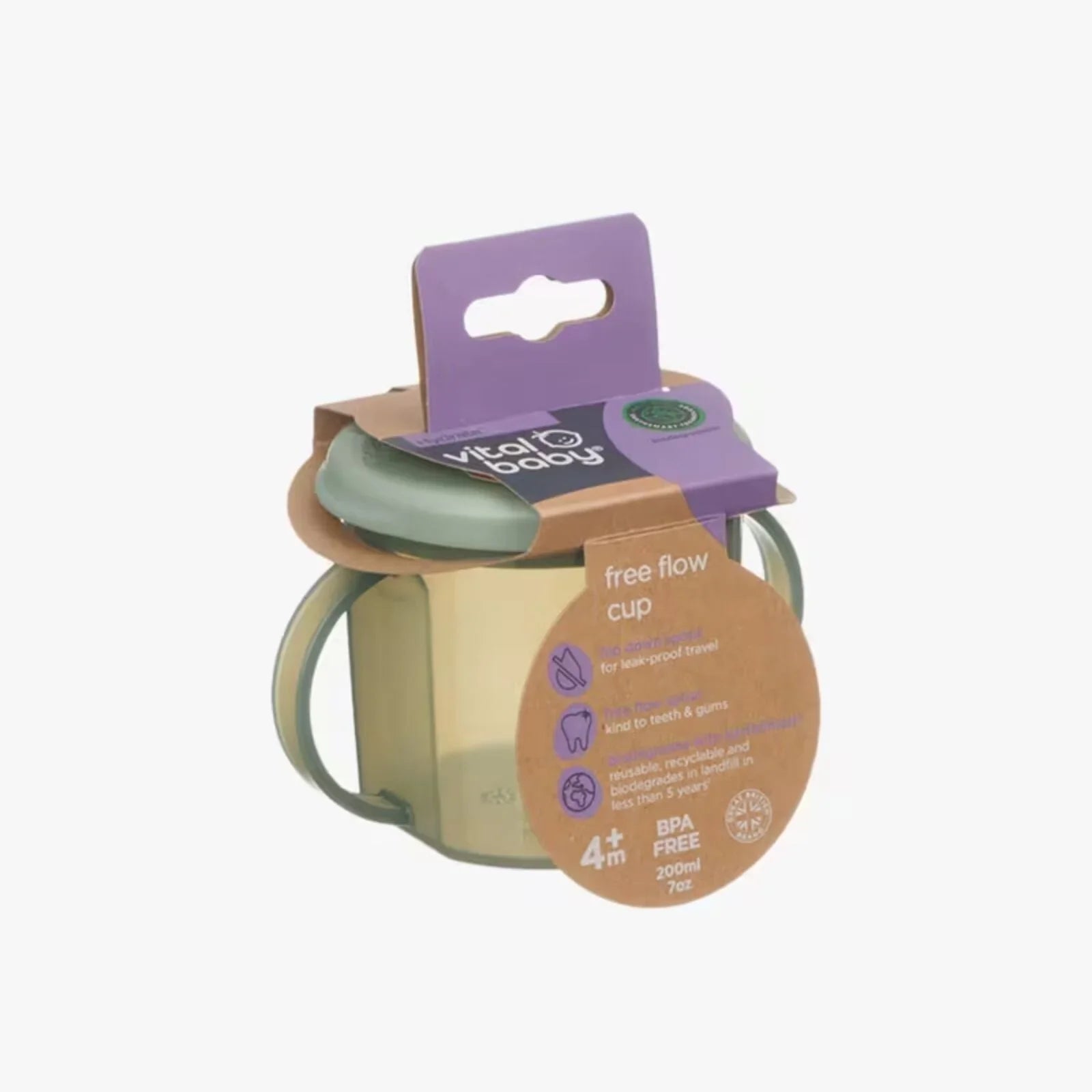 Vital Baby Hydrate Free Flow Cup 200ml - Natural Moss | Luxury Home Accessories | Heulog Glow