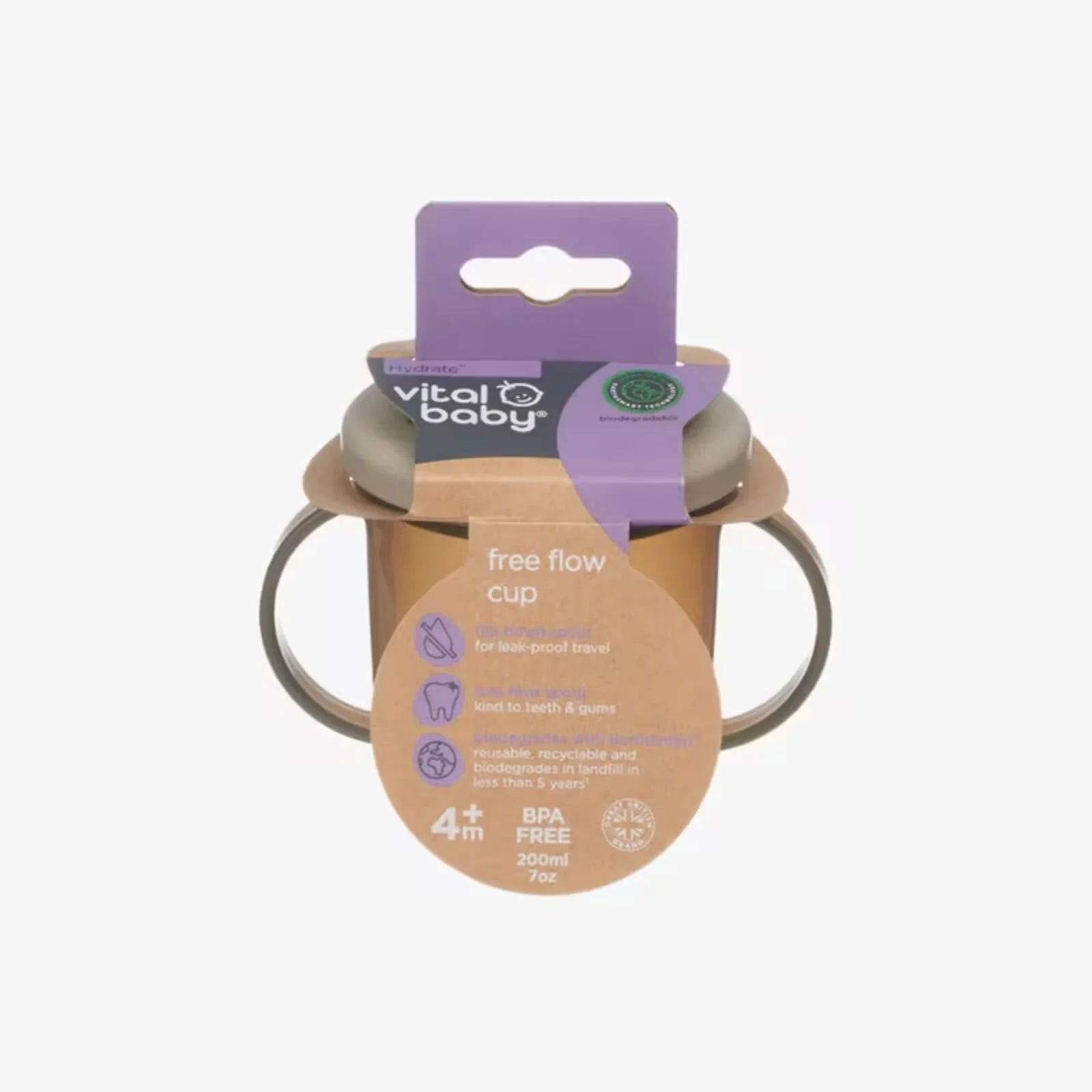 Vital Baby Hydrate Free Flow Cup 200ml - Natural Stone | Luxury Home Accessories | Heulog Glow