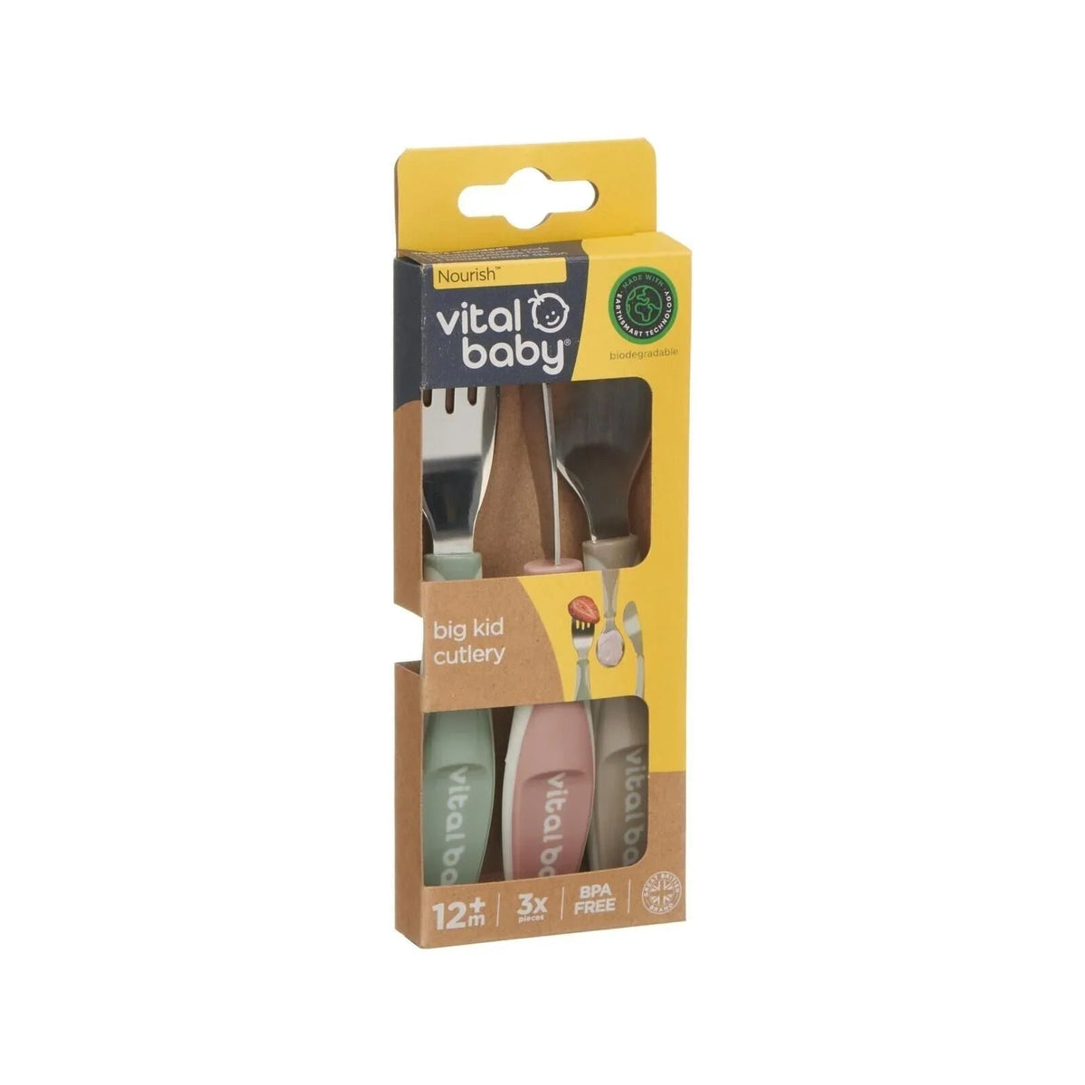 Vital Baby Nourish Big Kid Cutlery Pack of 3 - Natural | Luxury Home Accessories | Heulog Glow