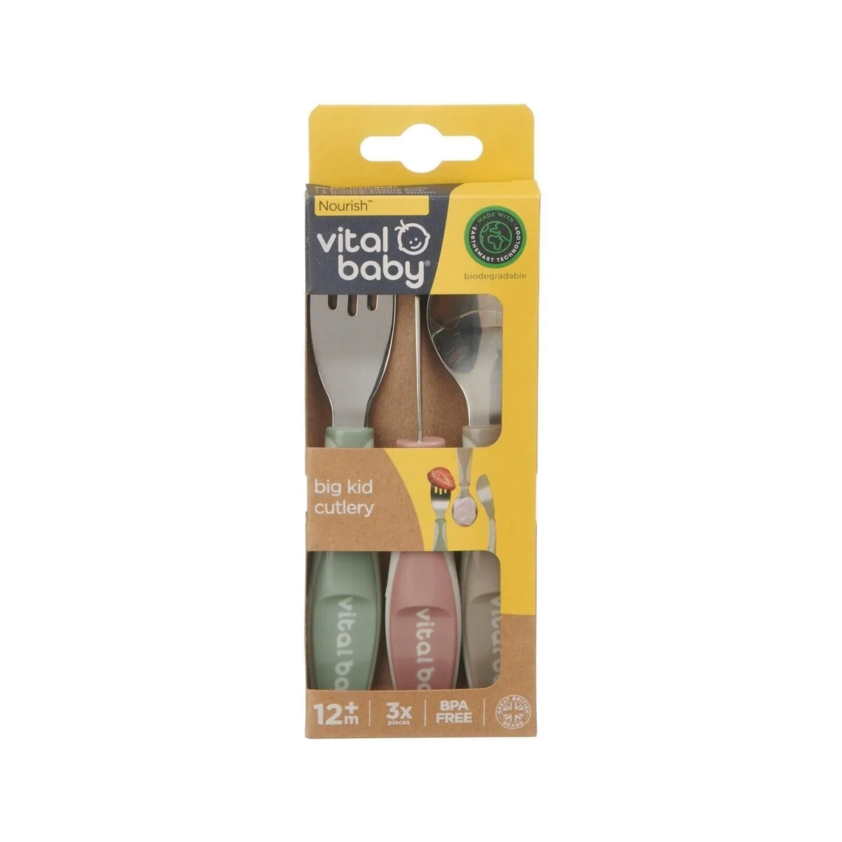 Vital Baby Nourish Big Kid Cutlery Pack of 3 - Natural | Luxury Home Accessories | Heulog Glow