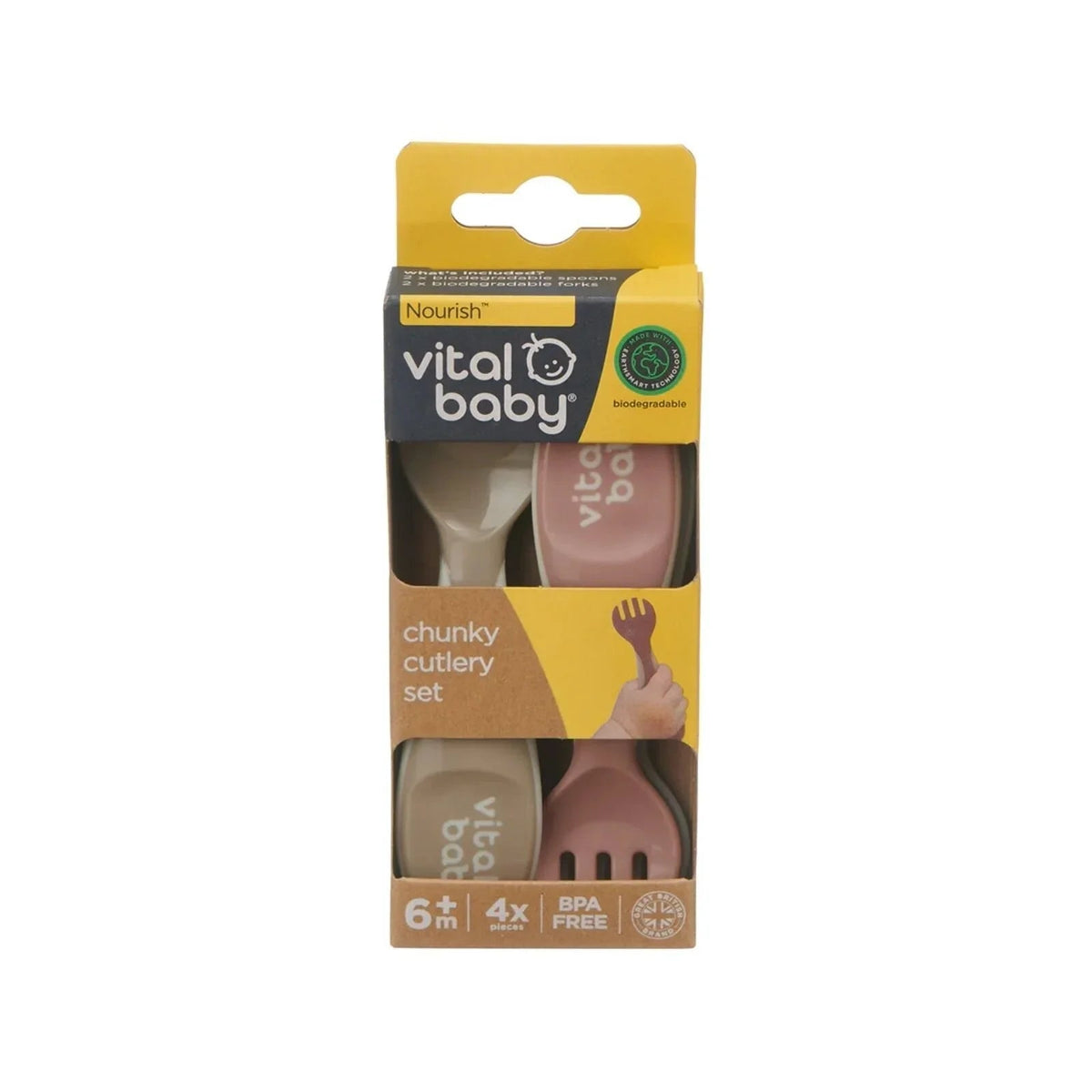 Vital Baby Nourish Chunky Cutlery Natural Pack of 4 | Luxury Home Accessories | Heulog Glow