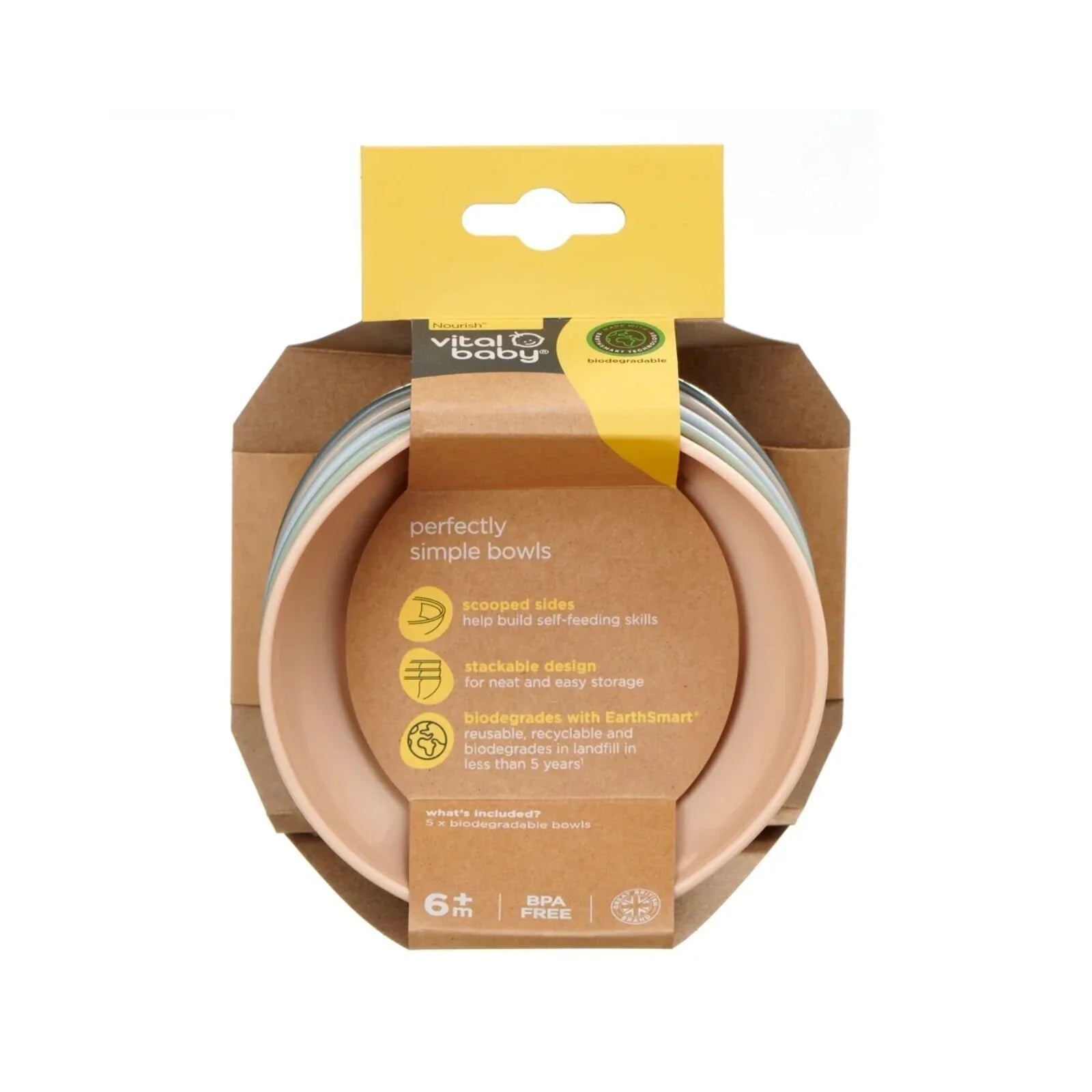 Vital Baby Nourish Perfectly Simple Bowl Pack of 5 | Luxury Home Accessories | Heulog Glow