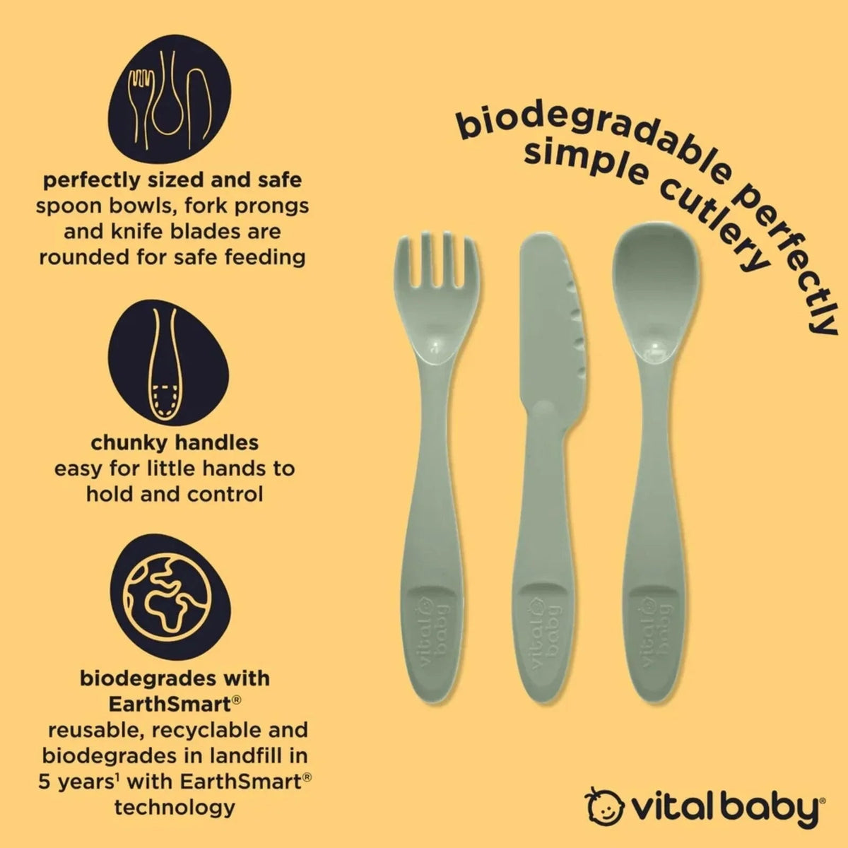 Vital Baby Nourish Perfectly Simple Cutlery Pack of 15 | Luxury Home Accessories | Heulog Glow