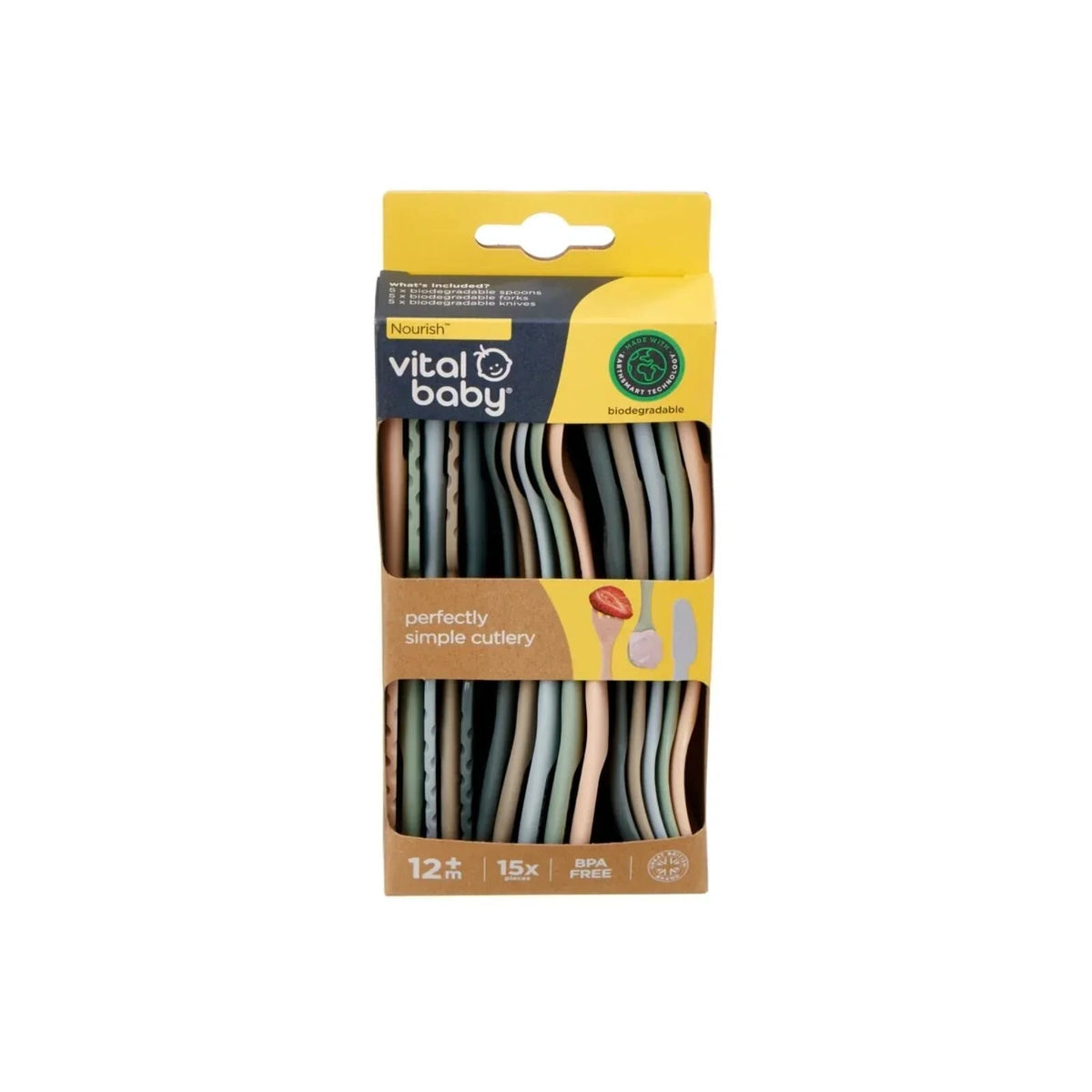 Vital Baby Nourish Perfectly Simple Cutlery Pack of 15 | Luxury Home Accessories | Heulog Glow