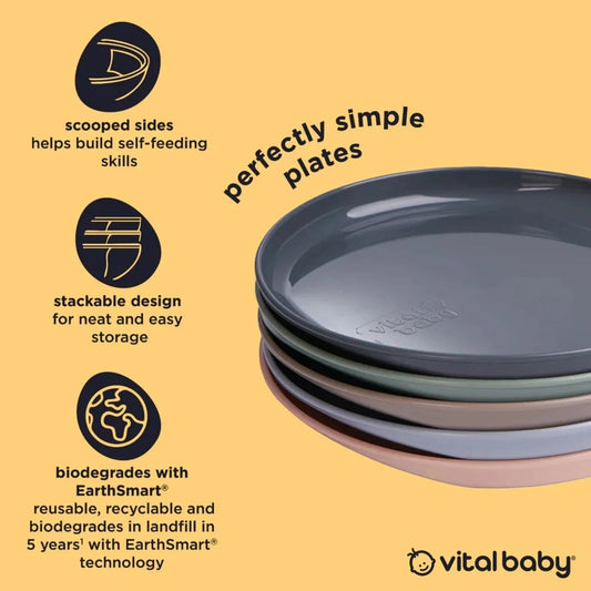 Vital Baby Nourish Perfectly Simple Plates Pack of 5 | Luxury Home Accessories | Heulog Glow