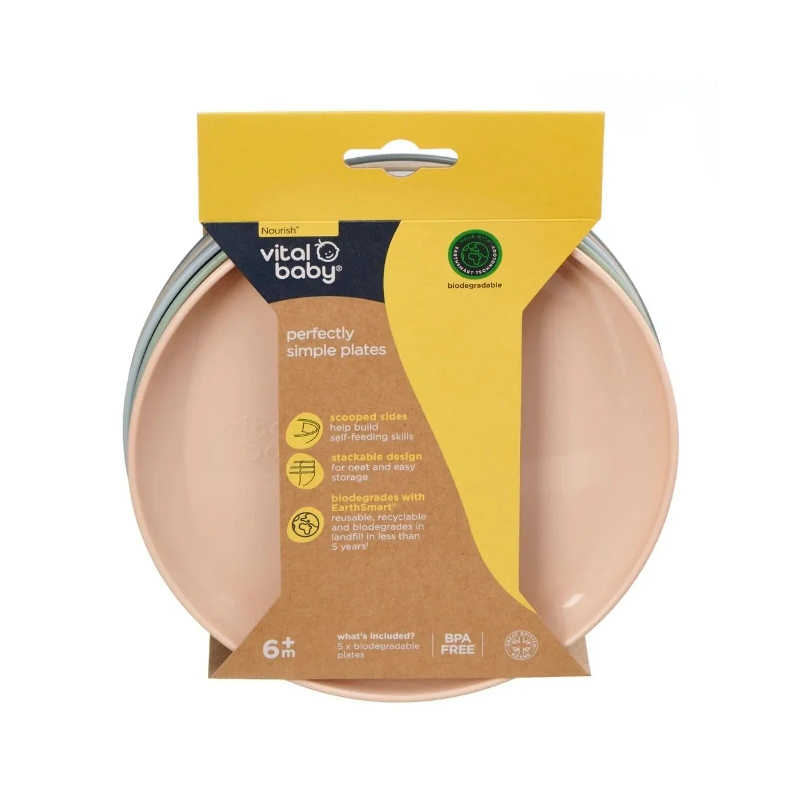 Vital Baby Nourish Perfectly Simple Plates Pack of 5 | Luxury Home Accessories | Heulog Glow