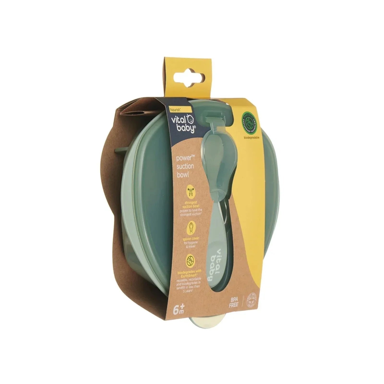 Vital Baby Nourish Power Suction Bowl - Natural Moss | Luxury Home Accessories | Heulog Glow