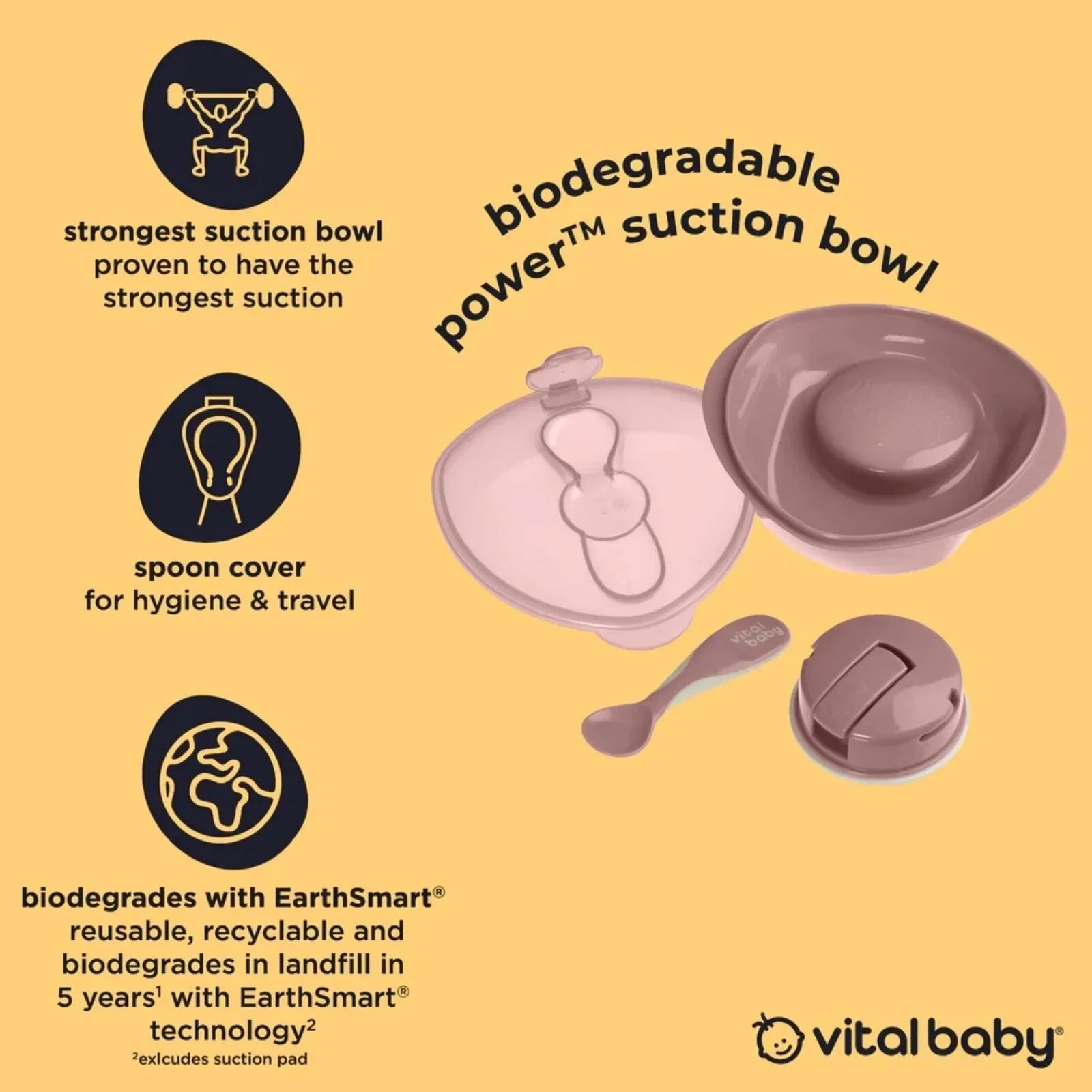Vital Baby Nourish Power Suction Bowl - Natural Moss | Luxury Home Accessories | Heulog Glow