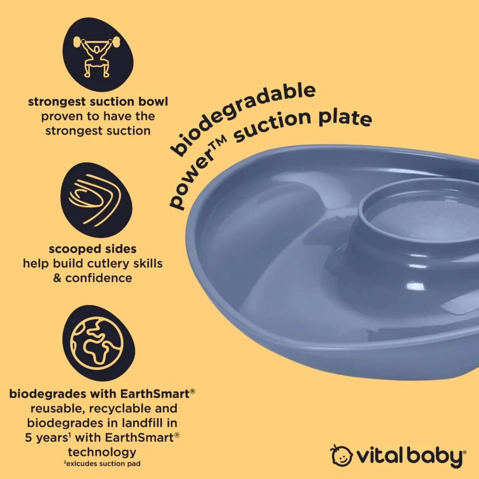 Vital Baby Nourish Power Suction Plate - Natural Grape | Luxury Home Accessories | Heulog Glow
