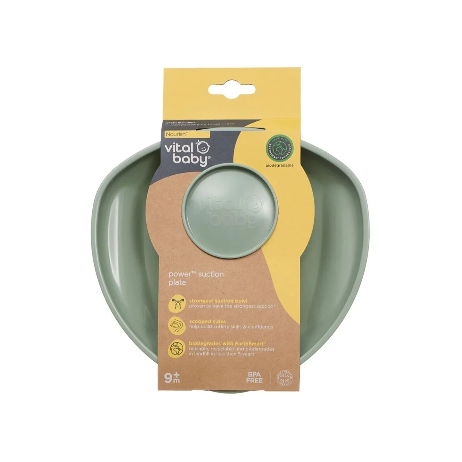 Vital Baby Nourish Power Suction Plate - Natural Moss | Luxury Home Accessories | Heulog Glow