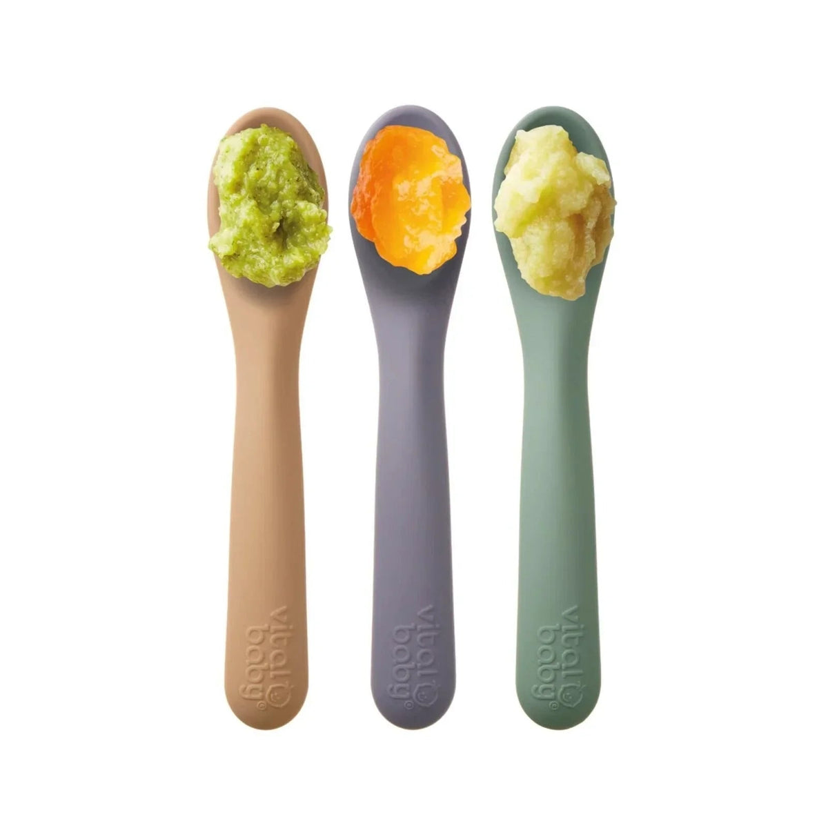 Vital Baby Nourish Silicone Spoons Pack of 3 - Pastel | Luxury Home Accessories | Heulog Glow