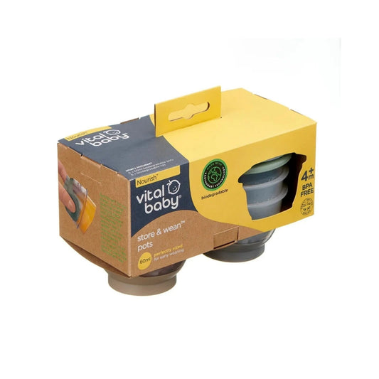 Vital Baby Nourish Store & Wean Pots 60ml Pack of 6 | Luxury Home Accessories | Heulog Glow