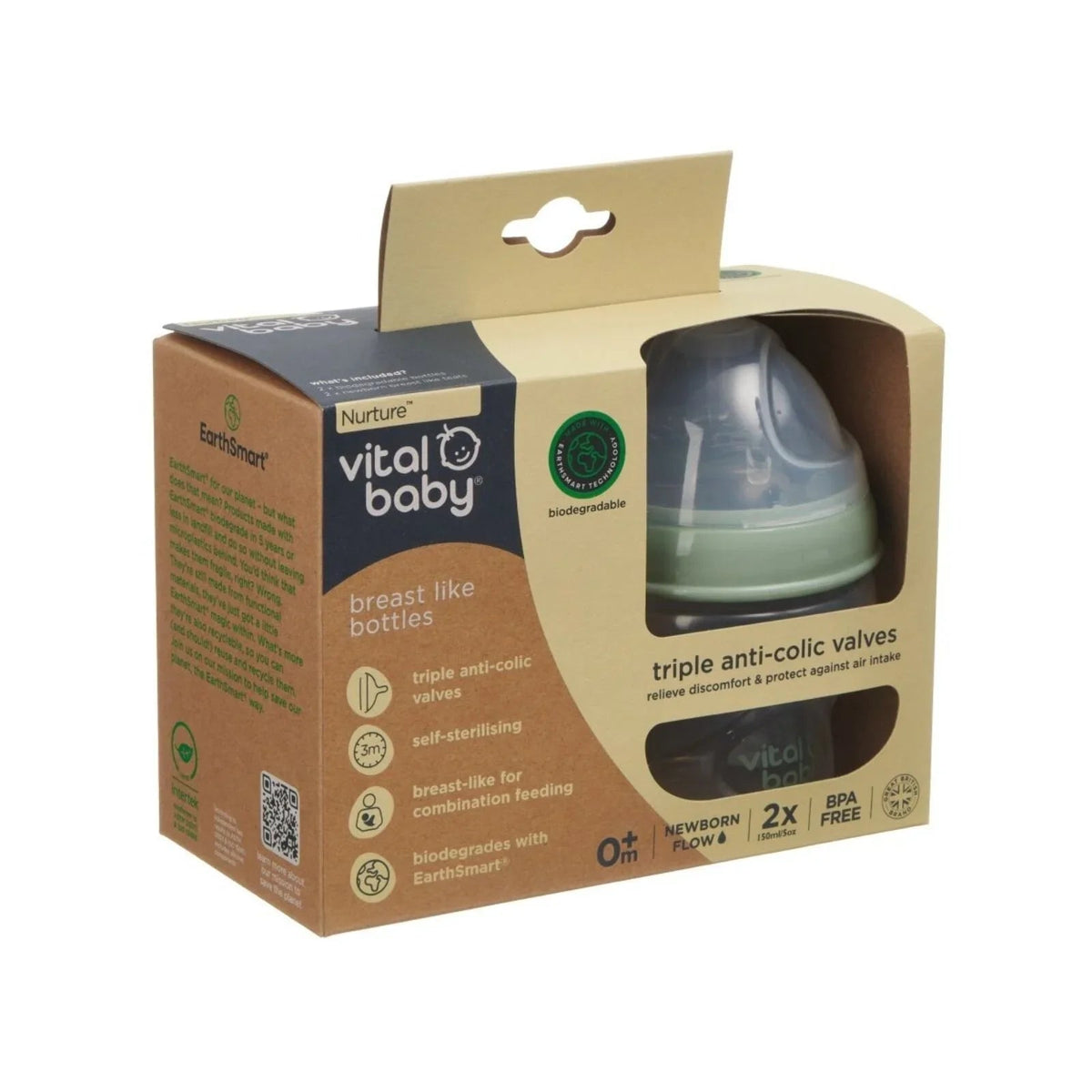 Vital Baby Nurture Breast Like Feeding Bottle 150ml Pack of 2 | Luxury Home Accessories | Heulog Glow
