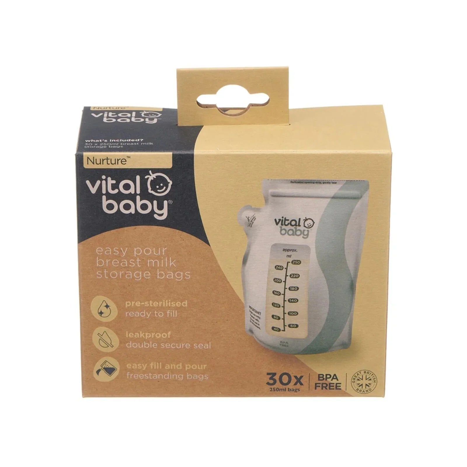Vital Baby Nurture Easy Pour Breast Milk Storage Bags 30 pcs | Luxury Home Accessories | Heulog Glow
