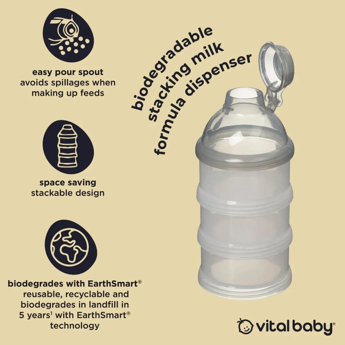 Vital Baby Nurture Stacking Milk Formula Dispenser | Luxury Home Accessories | Heulog Glow