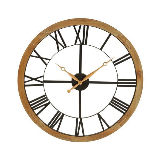 Vitus 60cm Dia Black Metal Wall Clock with Gold Finish Hands | Luxury Home Accessories | Heulog Glow