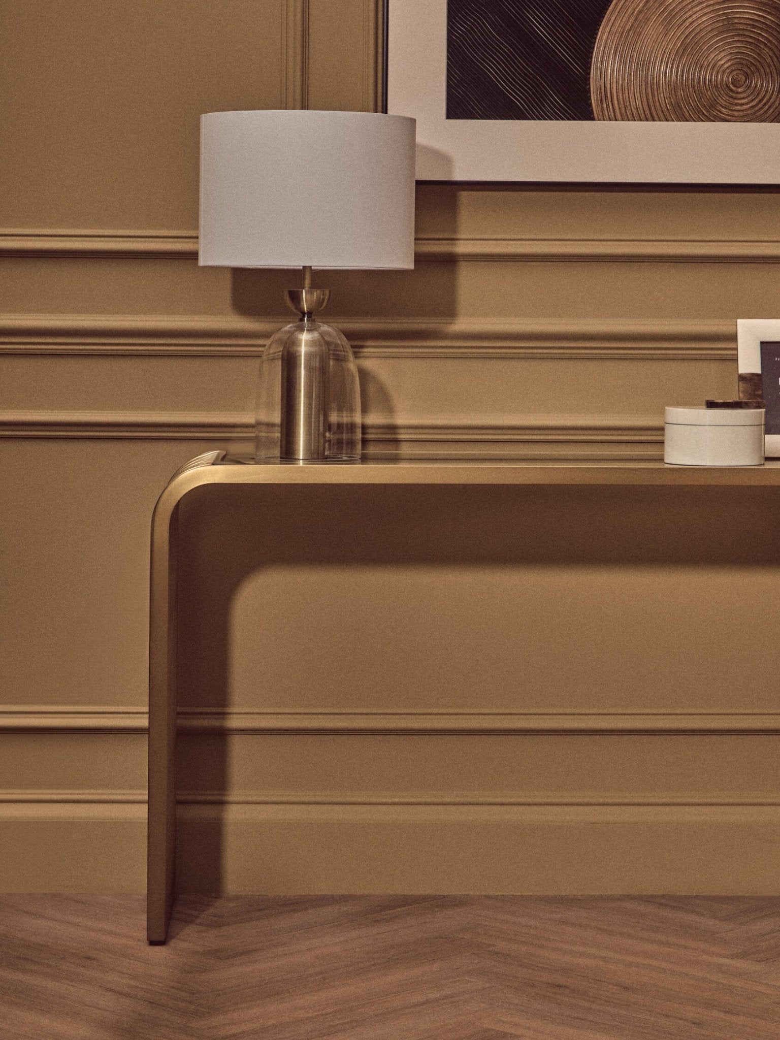 Vogue Matte Gold Slatted Console Table | Luxury Home Accessories | Heulog Glow