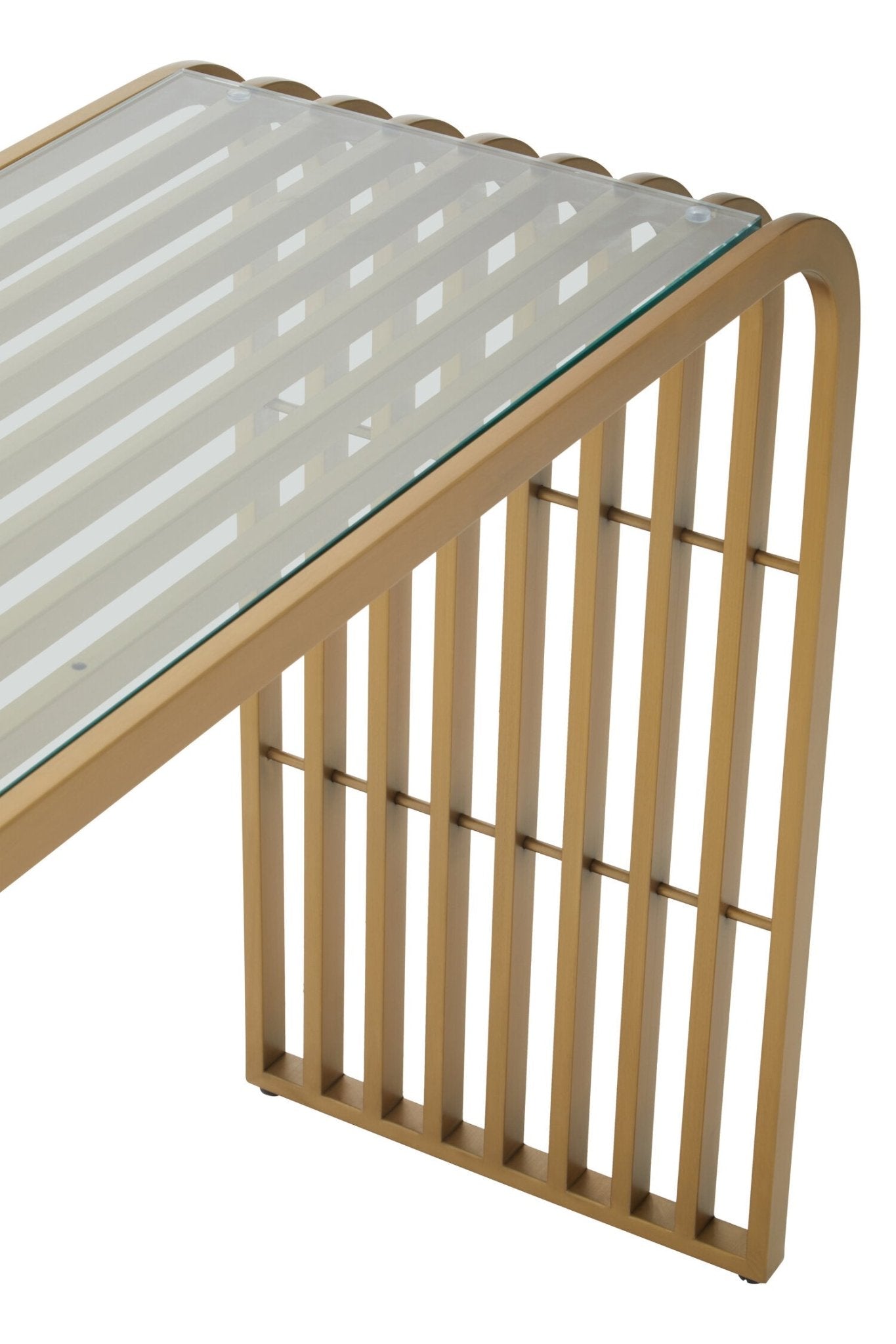 Vogue Matte Gold Slatted Console Table | Luxury Home Accessories | Heulog Glow