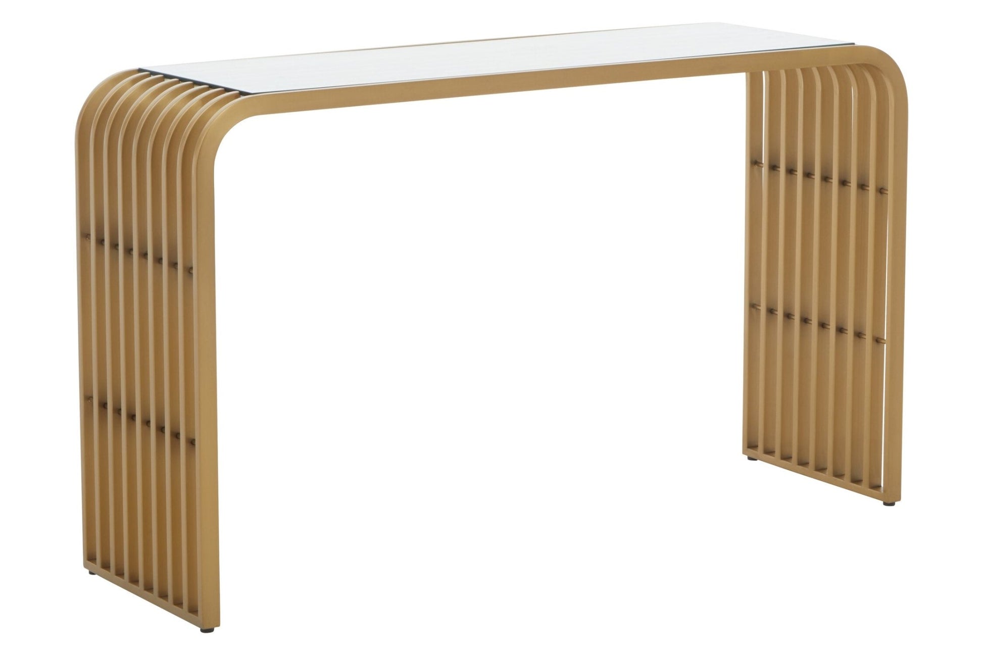 Vogue Matte Gold Slatted Console Table | Luxury Home Accessories | Heulog Glow
