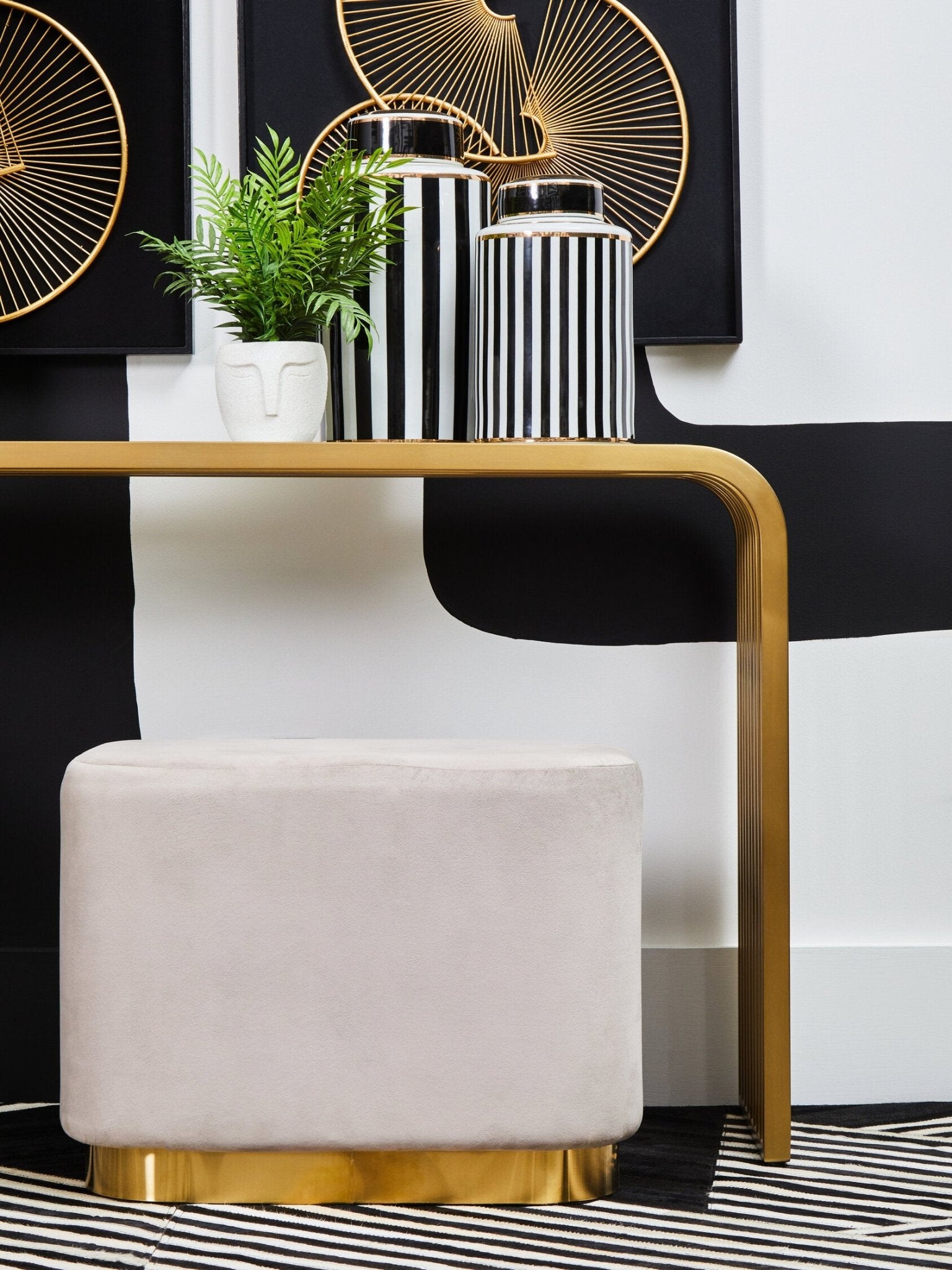 Vogue Matte Gold Slatted Console Table | Luxury Home Accessories | Heulog Glow