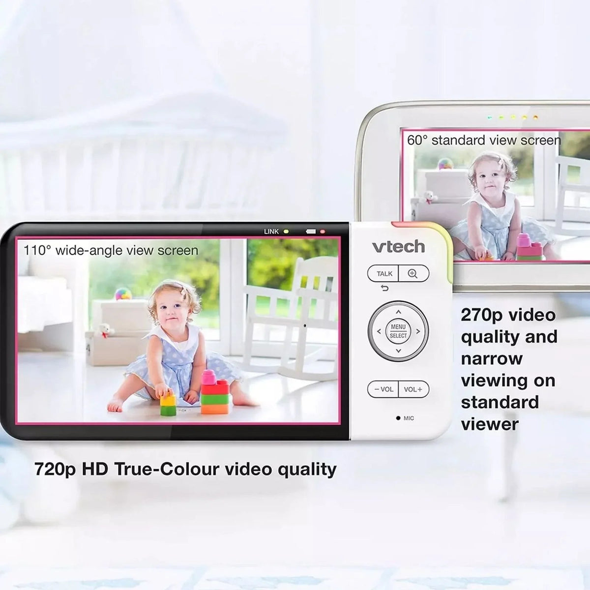VTech RM5755HD 5" Smart Wi-Fi 1080p Video Baby Monitor | Luxury Home Accessories | Heulog Glow