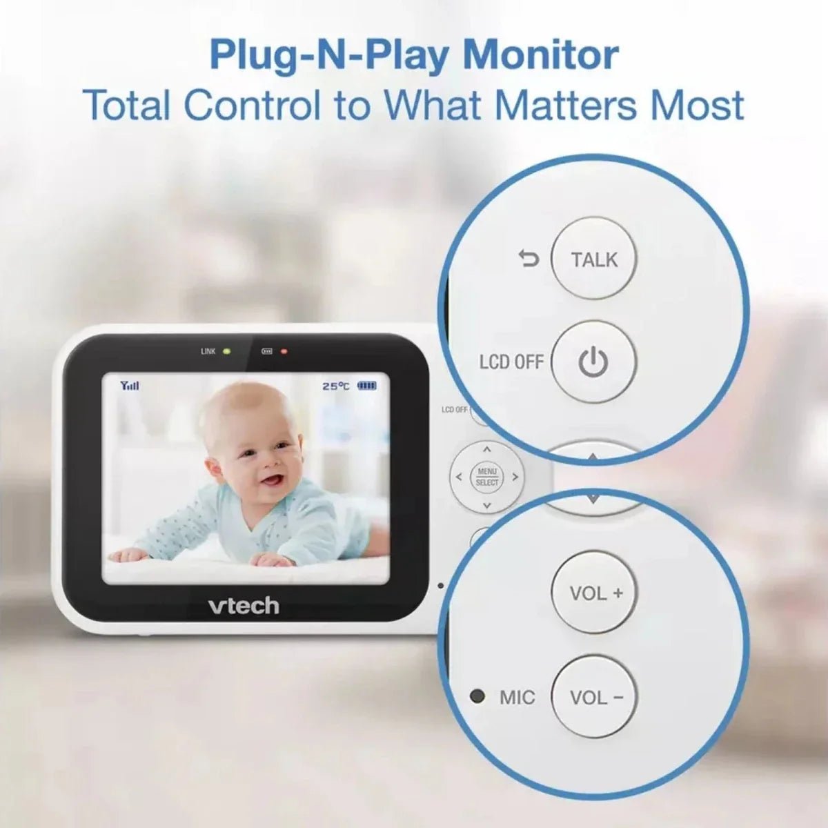VTech VM4263 3.5" Pan & Tilt Video Monitor | Luxury Home Accessories | Heulog Glow