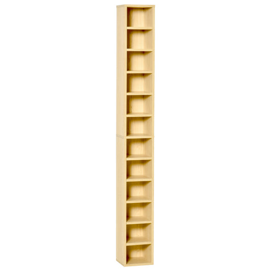 HOMCOM 204 CD Tall Narrow Media Storage Tower - Oak Tone