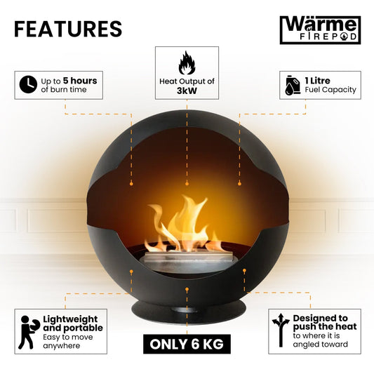 Wärme FirePod Bioethanol Designer Fireplace | Luxury Home Accessories | Heulog Glow
