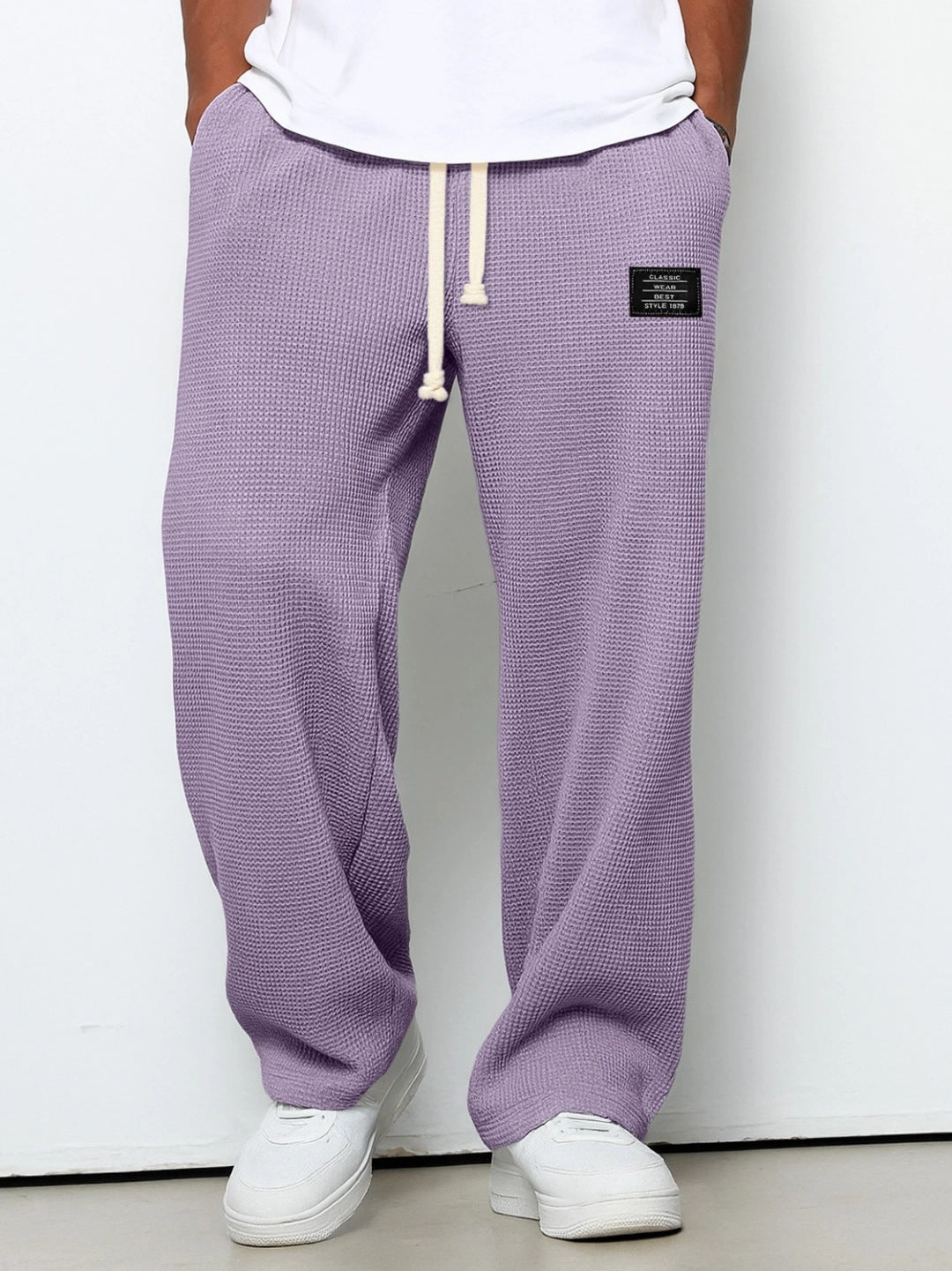 Waffle Straight Pants Fashion Brand Loose Loose Drawstring Pockets Trousers Casual Men's Clothing | Luxury Home Accessories | Heulog Glow