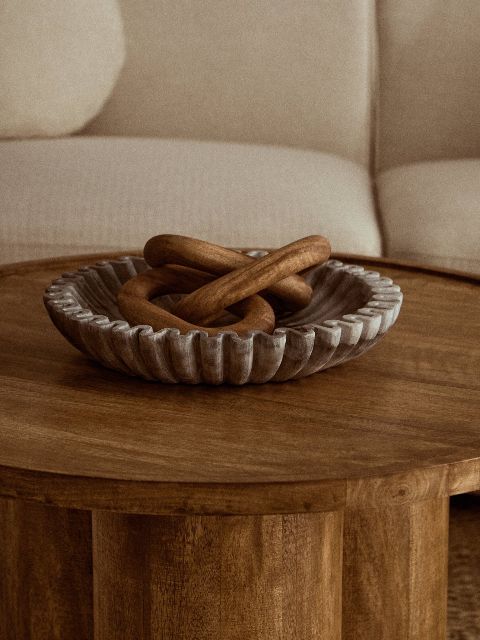 Walsa Natural Mango Wood Column Detail Coffee Table | Luxury Home Accessories | Heulog Glow