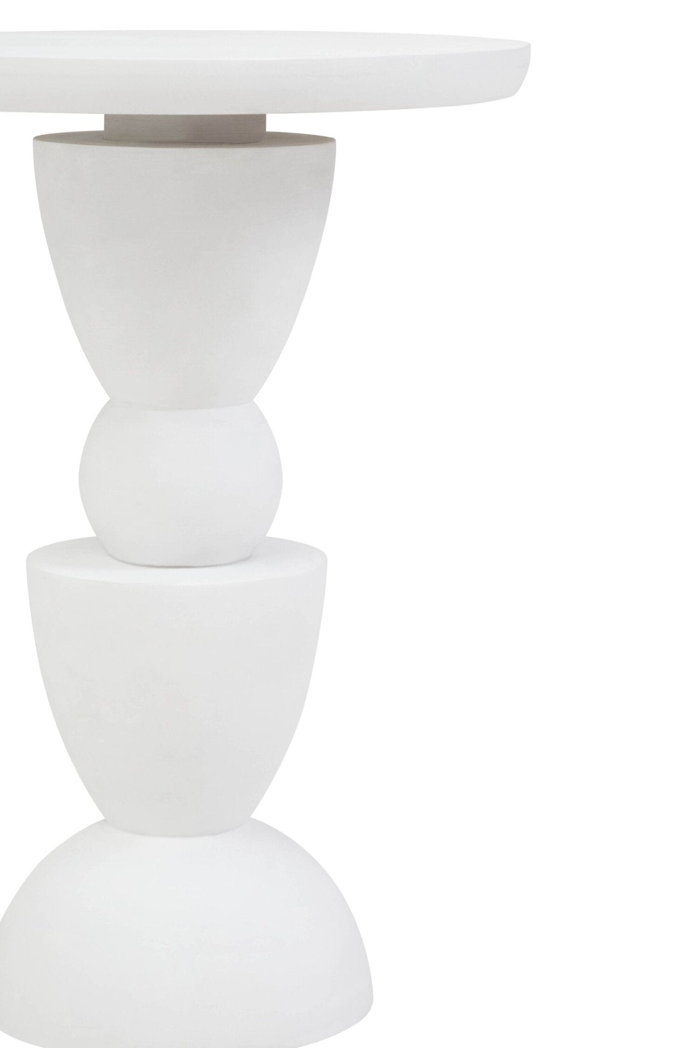 Walsa Whitewash Mango Wood Circle Column Detail Side Table | Luxury Home Accessories | Heulog Glow