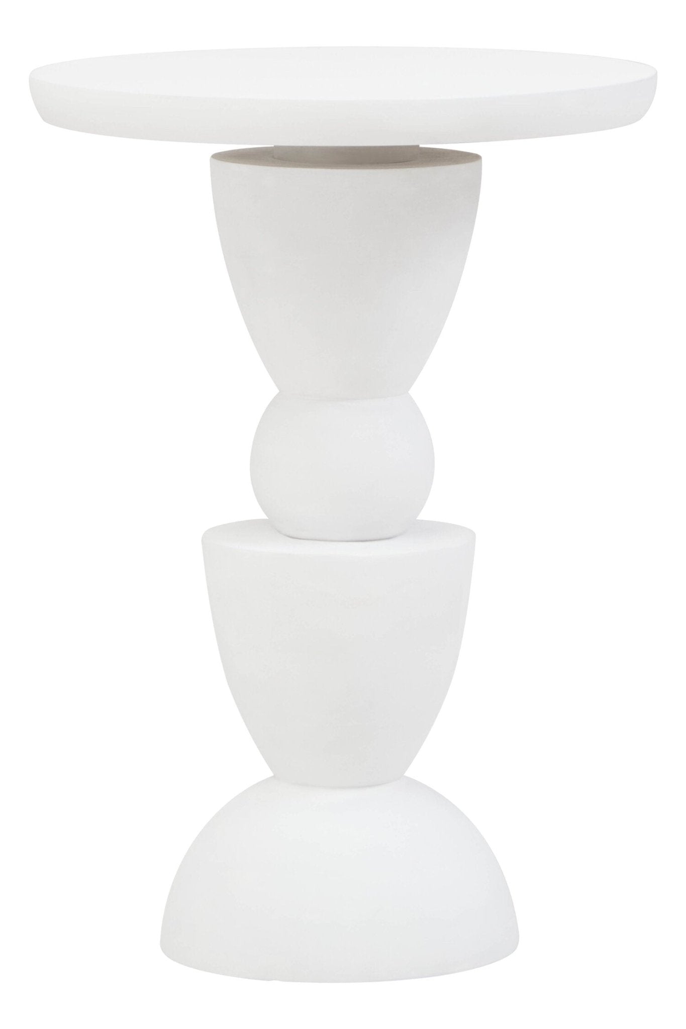 Walsa Whitewash Mango Wood Circle Column Detail Side Table | Luxury Home Accessories | Heulog Glow