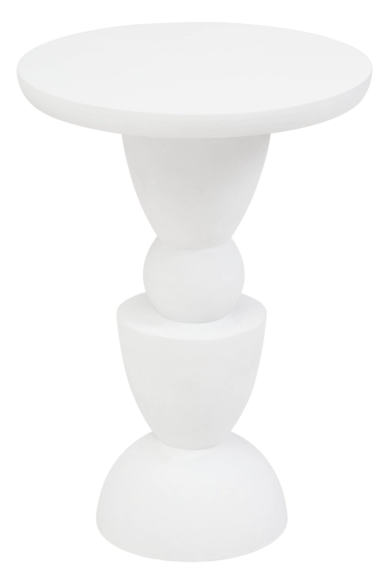 Walsa Whitewash Mango Wood Circle Column Detail Side Table | Luxury Home Accessories | Heulog Glow