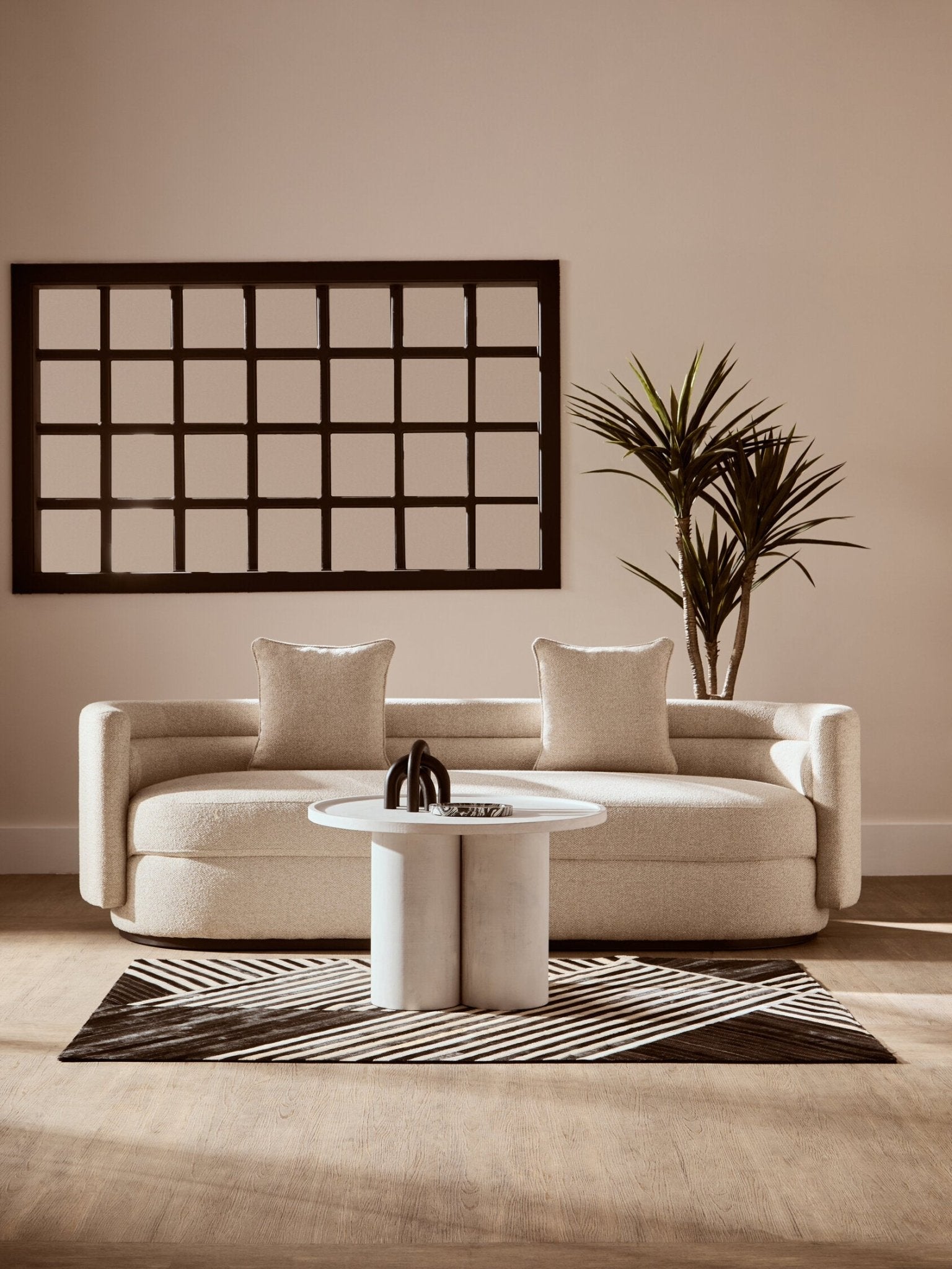 Walsa Whitewash Mango Wood Column Detail Coffee Table | Luxury Home Accessories | Heulog Glow