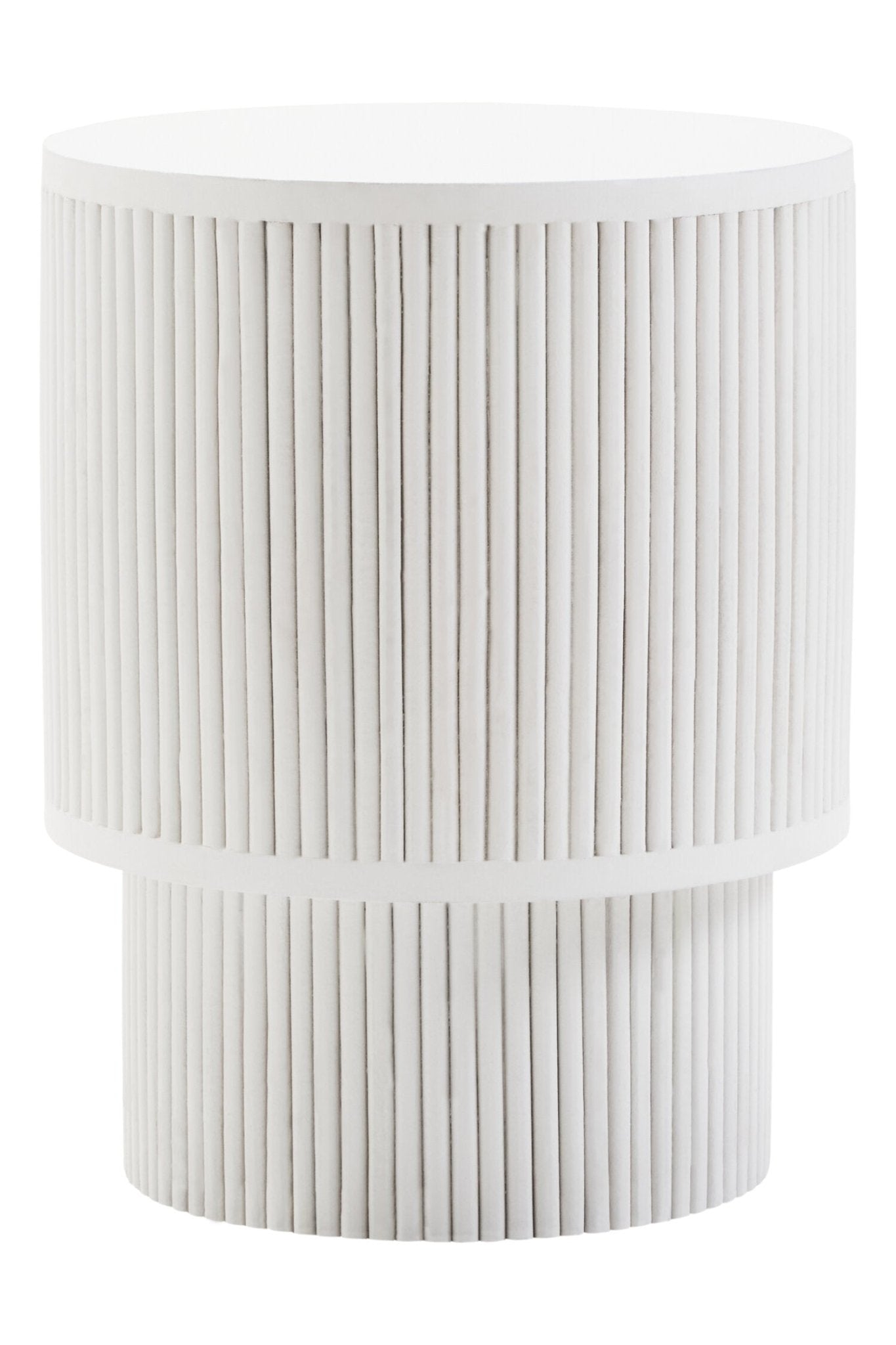 Walsa Whitewash Mango Wood Ridge Detail Side Table | Luxury Home Accessories | Heulog Glow