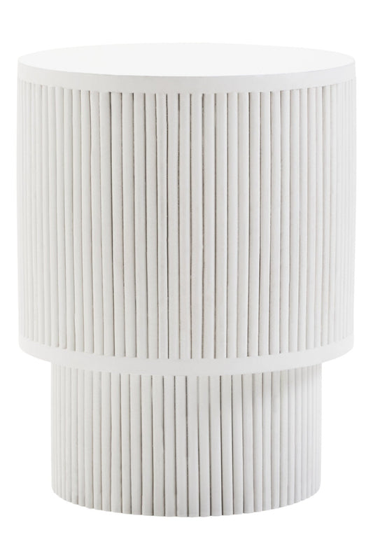 Walsa Whitewash Mango Wood Ridge Detail Side Table | Luxury Home Accessories | Heulog Glow