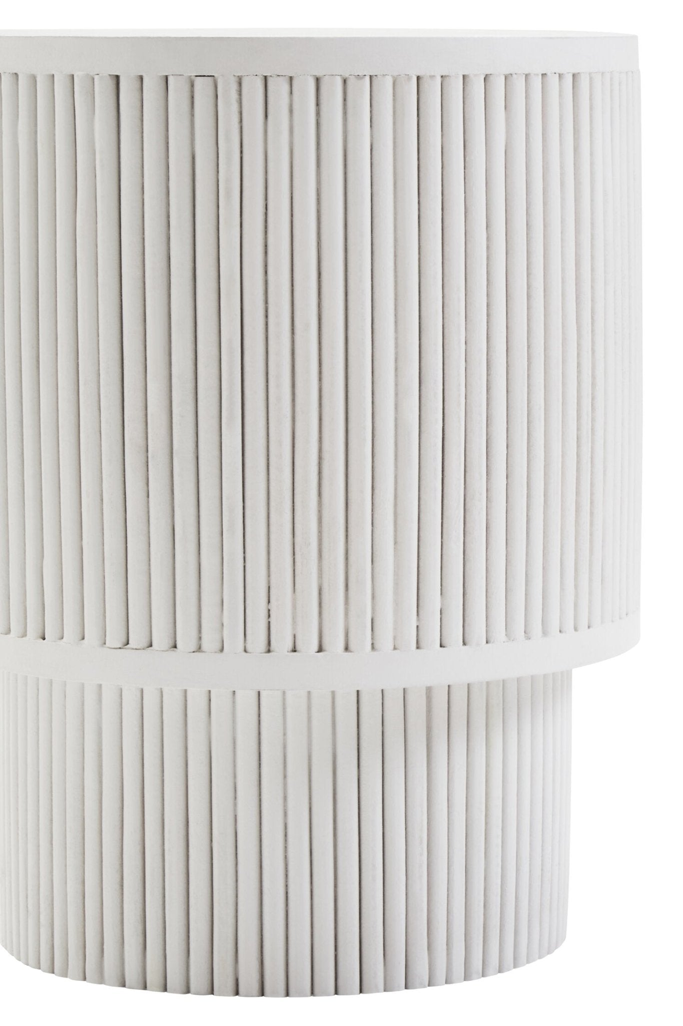 Walsa Whitewash Mango Wood Ridge Detail Side Table | Luxury Home Accessories | Heulog Glow