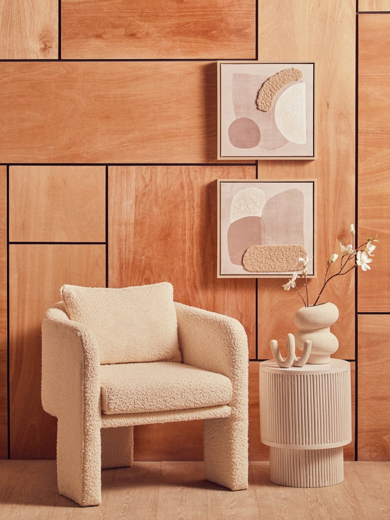 Walsa Whitewash Mango Wood Ridge Detail Side Table | Luxury Home Accessories | Heulog Glow