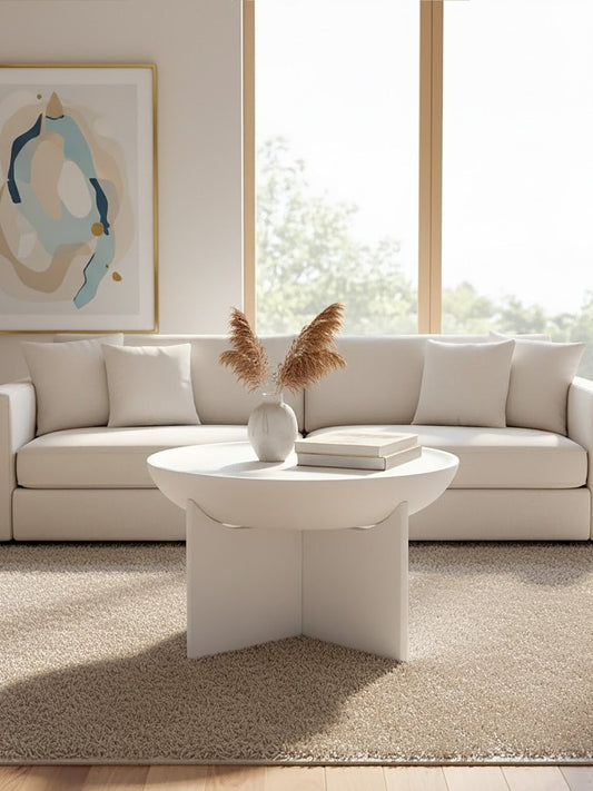 Walsa Whitewash Mango Wood Round Coffee Table | Luxury Home Accessories | Heulog Glow