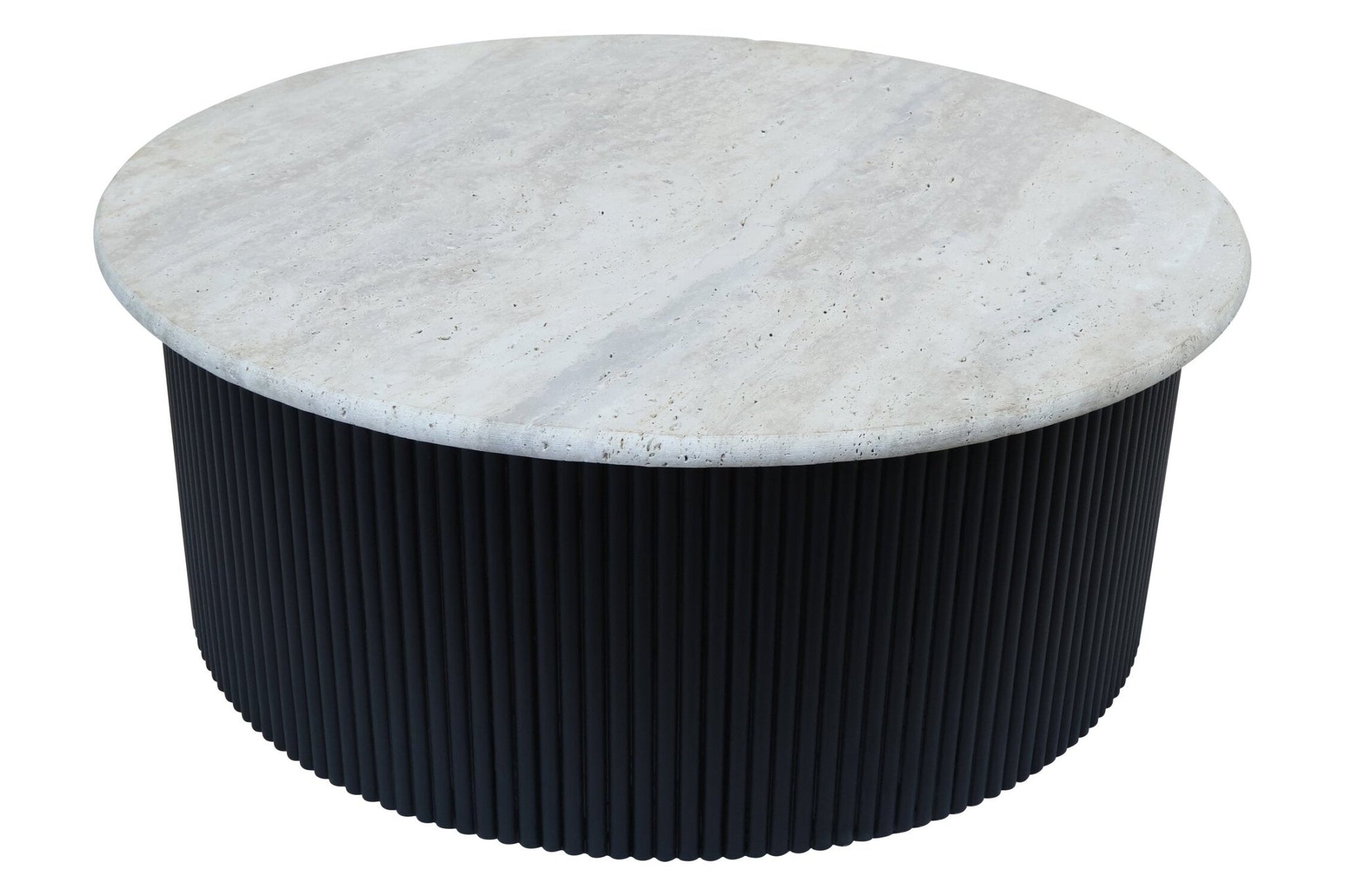 Walton Travertine Top Coffee Table with Black Acacia Wood Base | Luxury Home Accessories | Heulog Glow