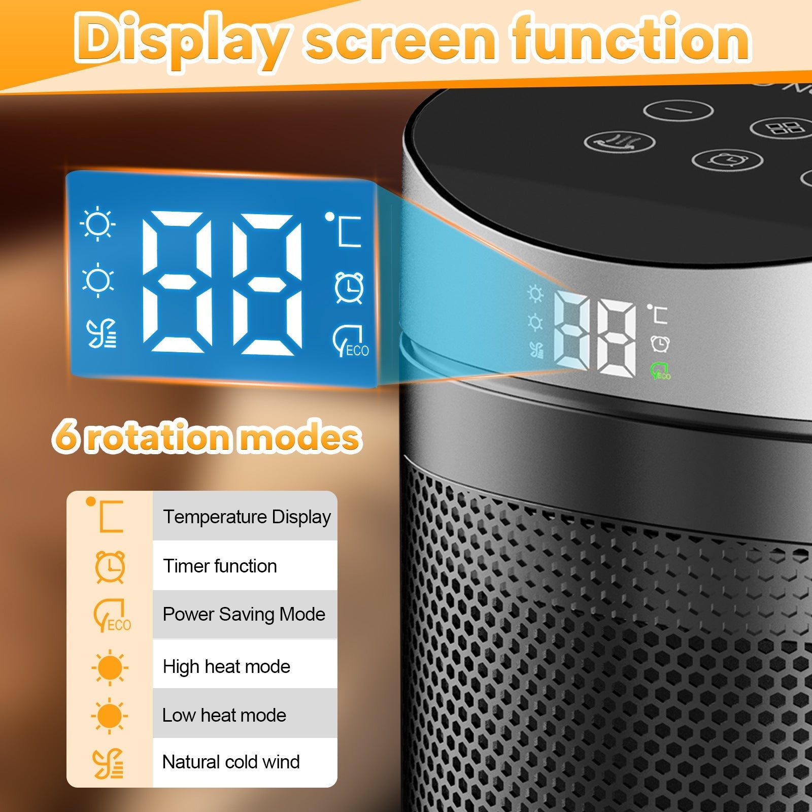 Warm Air Blower Household Touch Screen Remote Control Heater | Luxury Home Accessories | Heulog Glow