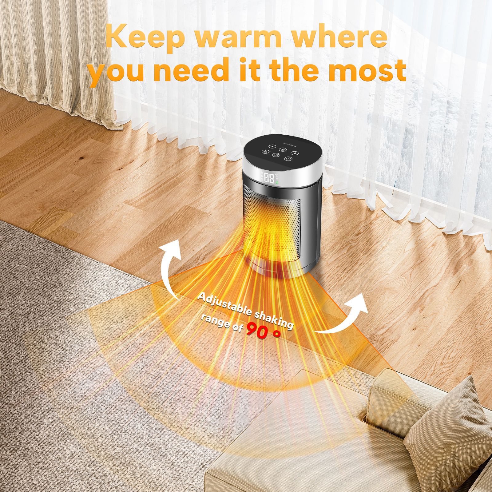 Warm Air Blower Household Touch Screen Remote Control Heater | Luxury Home Accessories | Heulog Glow