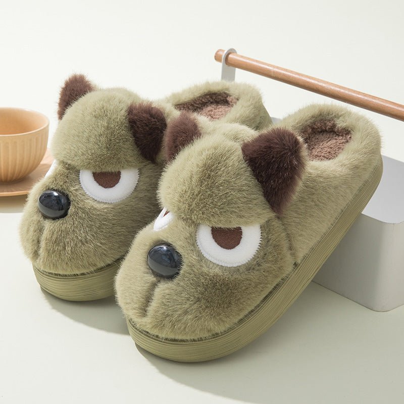 Warm And Cute Puppy Platform Non Slip Cotton Slippers | Luxury Home Accessories | Heulog Glow