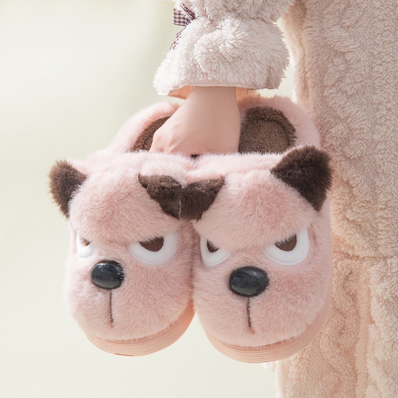 Warm And Cute Puppy Platform Non Slip Cotton Slippers | Luxury Home Accessories | Heulog Glow