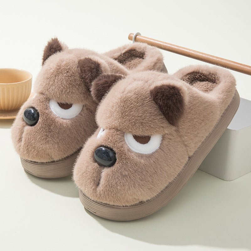 Warm And Cute Puppy Platform Non Slip Cotton Slippers | Luxury Home Accessories | Heulog Glow